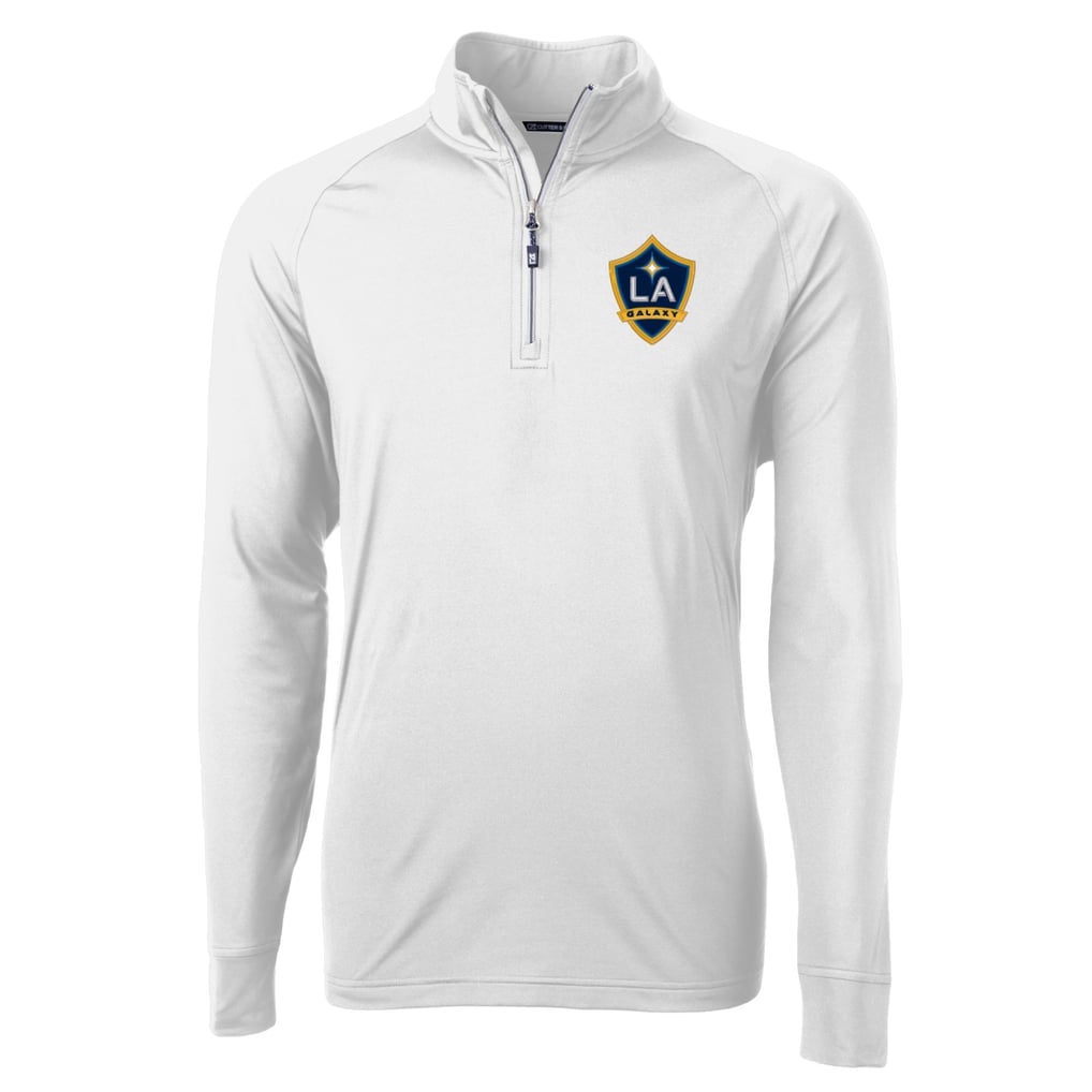  LA Galaxy Cutter & Buck Adapt Eco Knit Stretch Recycled Raglan Quarter-Zip Pullover Top - White